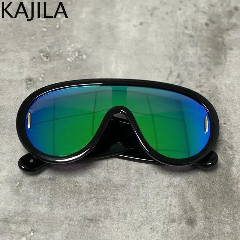 Oversized Wave Mask One-Piece Sunglasses for Women Y2K Style