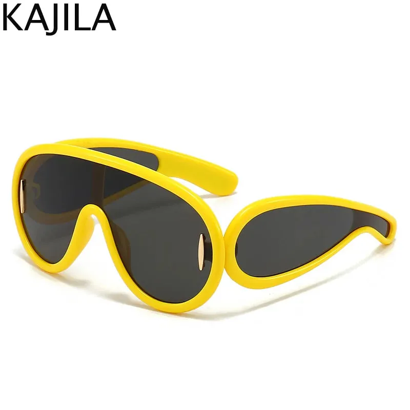 Oversized Wave Mask One-Piece Sunglasses for Women Y2K Style
