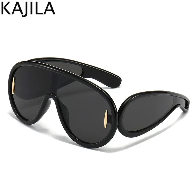 Oversized Wave Mask One-Piece Sunglasses for Women Y2K Style
