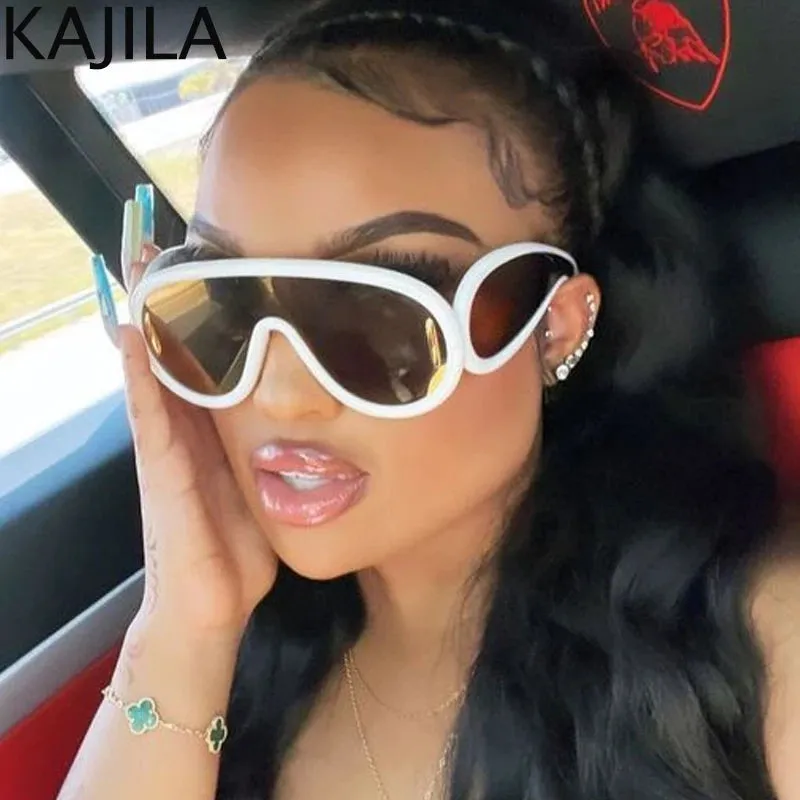 Oversized Wave Mask One-Piece Sunglasses for Women Y2K Style