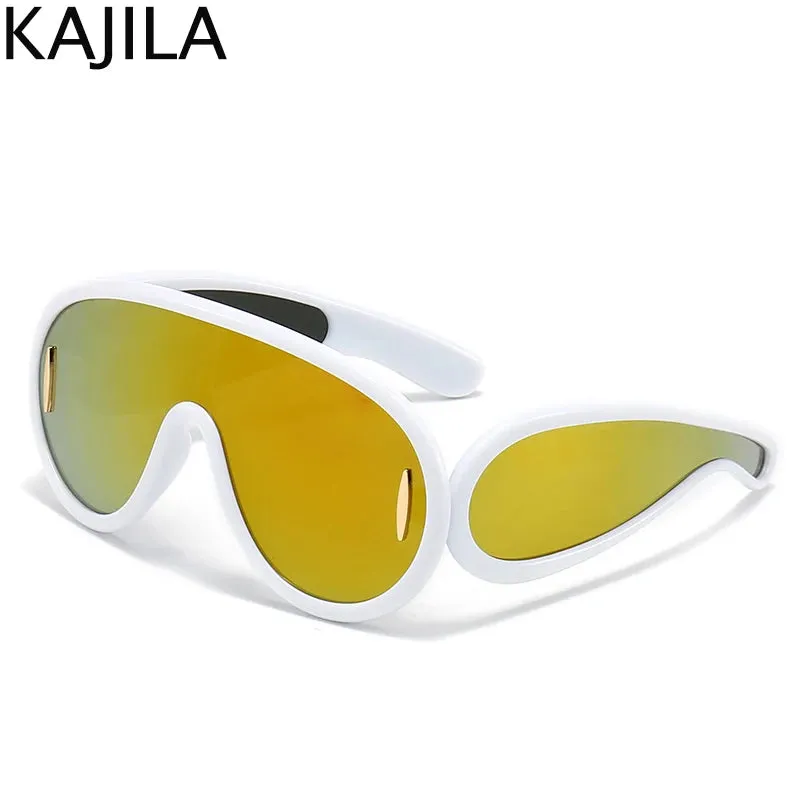 Oversized Wave Mask One-Piece Sunglasses for Women Y2K Style