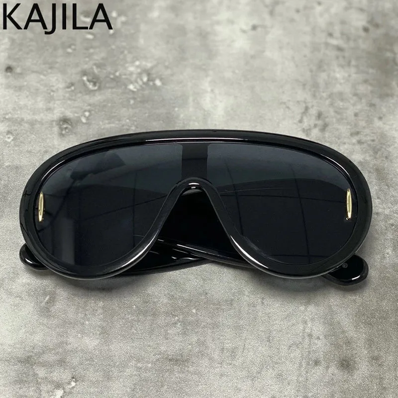 Oversized Wave Mask One-Piece Sunglasses for Women Y2K Style