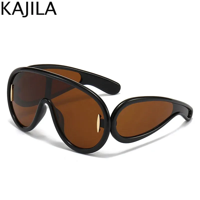 Oversized Wave Mask One-Piece Sunglasses for Women Y2K Style