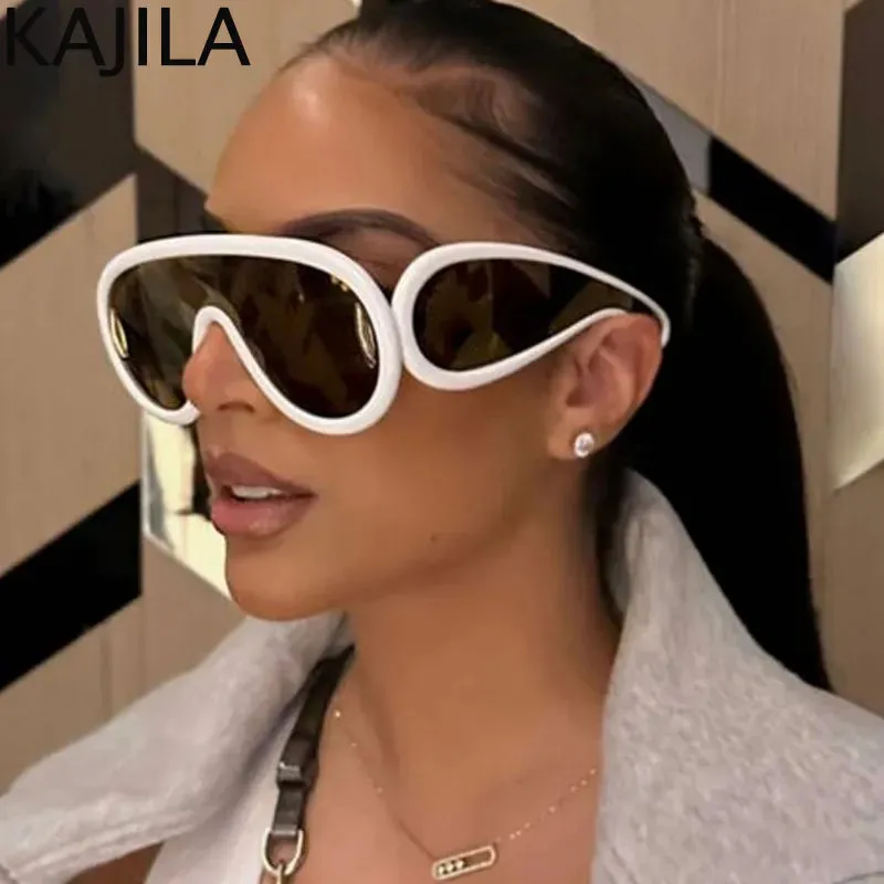 Oversized Wave Mask One-Piece Sunglasses for Women Y2K Style
