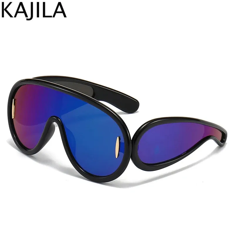 Oversized Wave Mask One-Piece Sunglasses for Women Y2K Style
