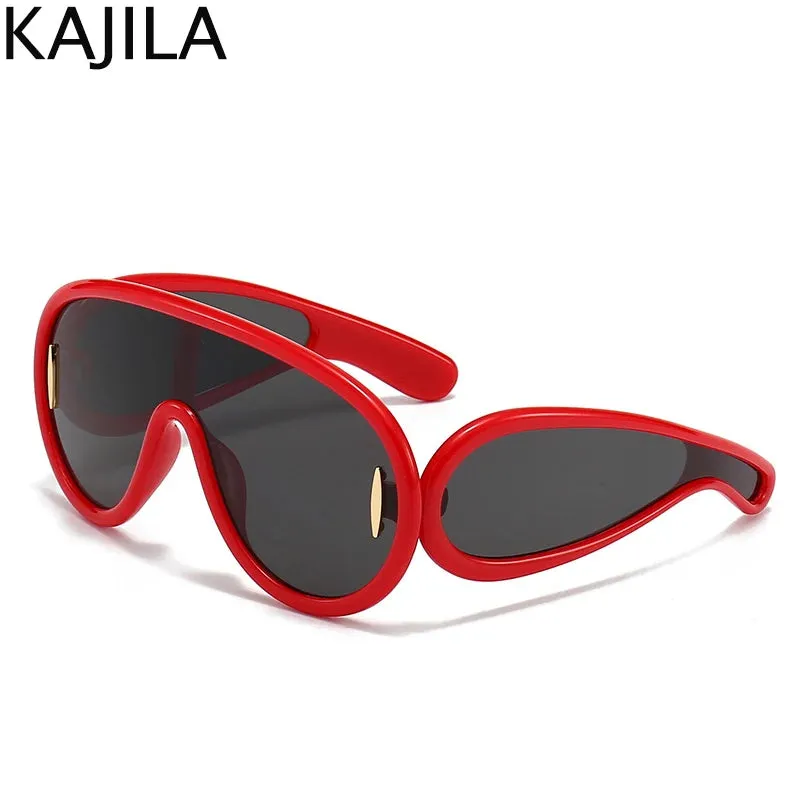 Oversized Wave Mask One-Piece Sunglasses for Women Y2K Style