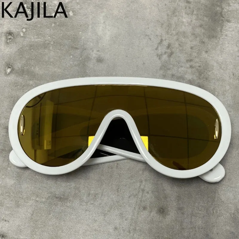 Oversized Wave Mask One-Piece Sunglasses for Women Y2K Style