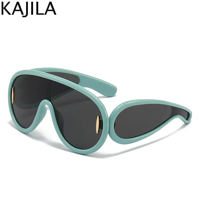 Oversized Wave Mask One-Piece Sunglasses for Women Y2K Style
