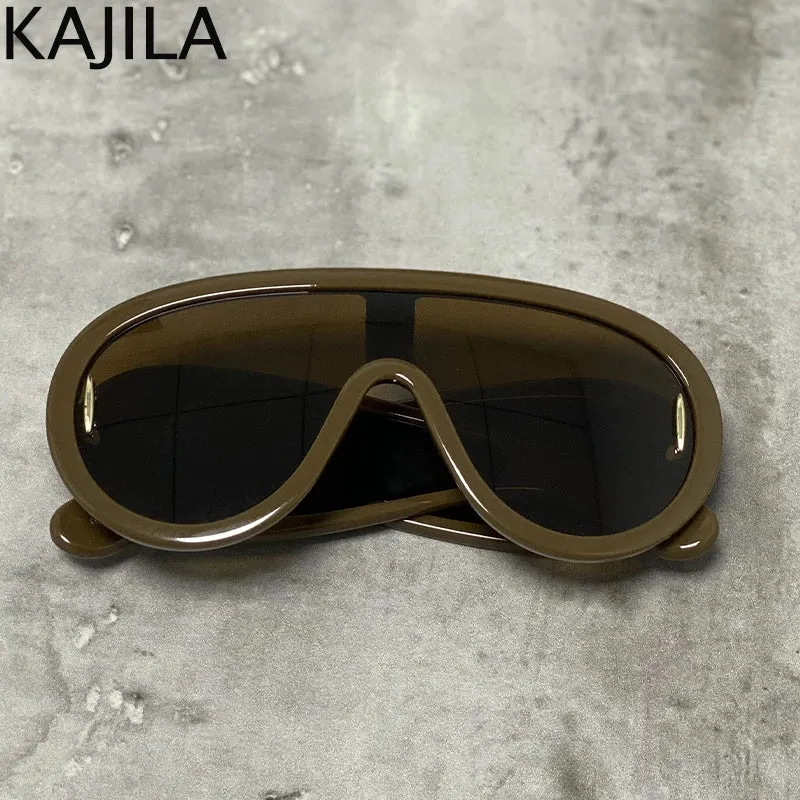 Oversized Wave Mask One-Piece Sunglasses for Women Y2K Style