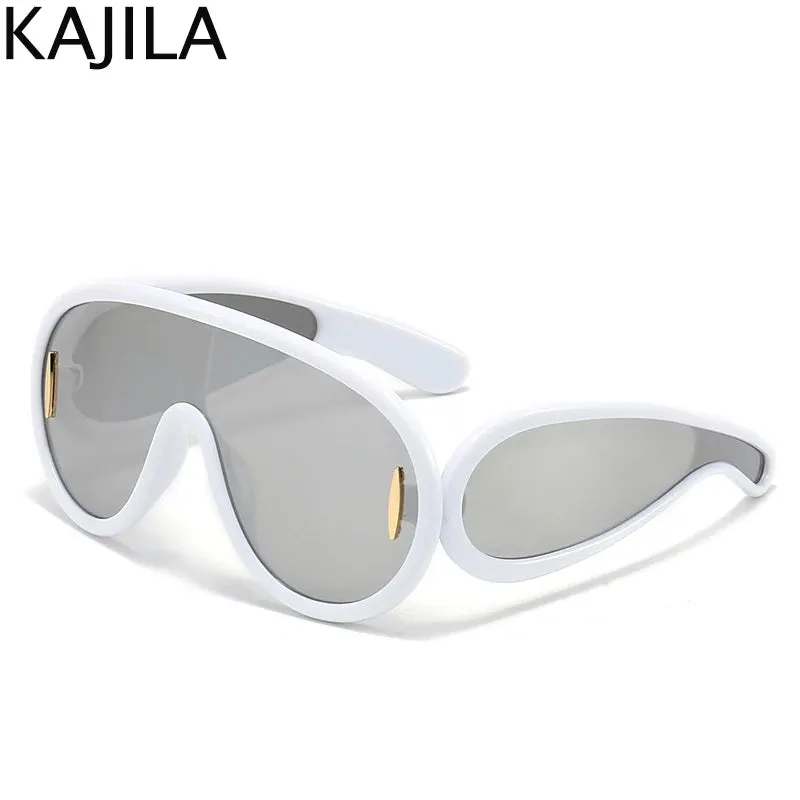 Oversized Wave Mask One-Piece Sunglasses for Women Y2K Style
