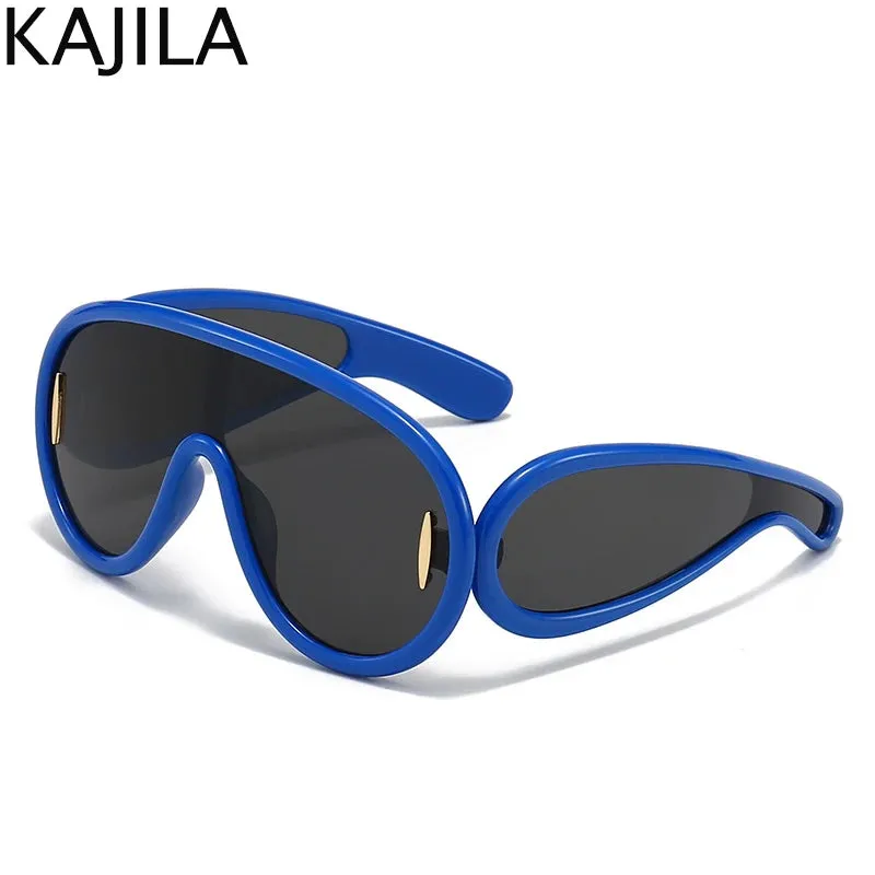 Oversized Wave Mask One-Piece Sunglasses for Women Y2K Style