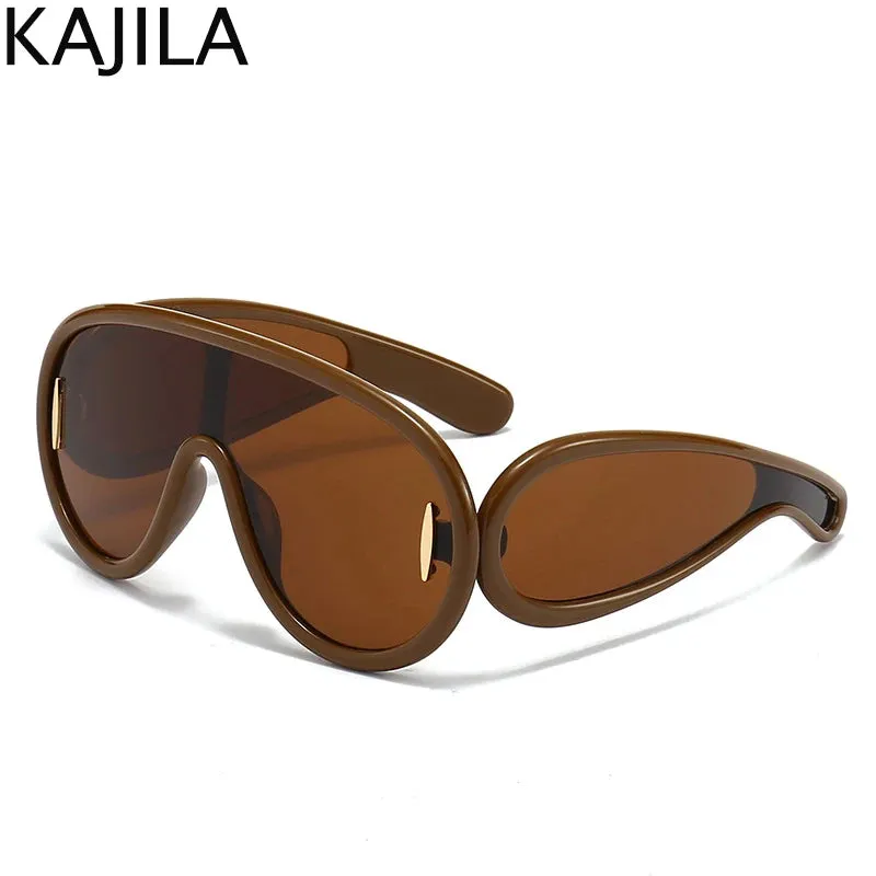 Oversized Wave Mask One-Piece Sunglasses for Women Y2K Style