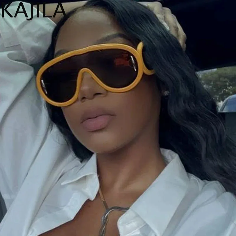 Oversized Wave Mask One-Piece Sunglasses for Women Y2K Style