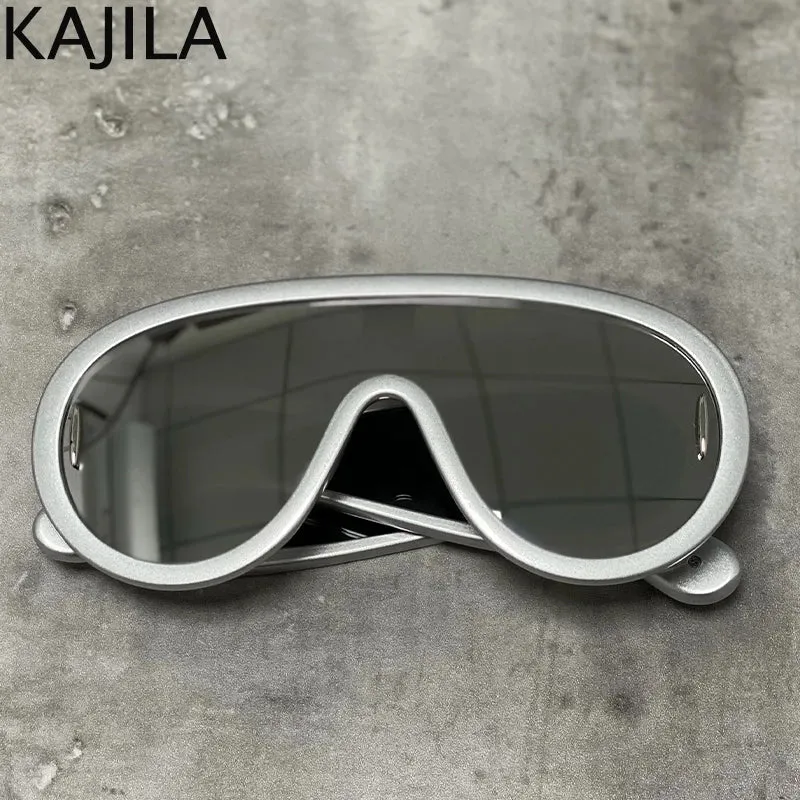 Oversized Wave Mask One-Piece Sunglasses for Women Y2K Style