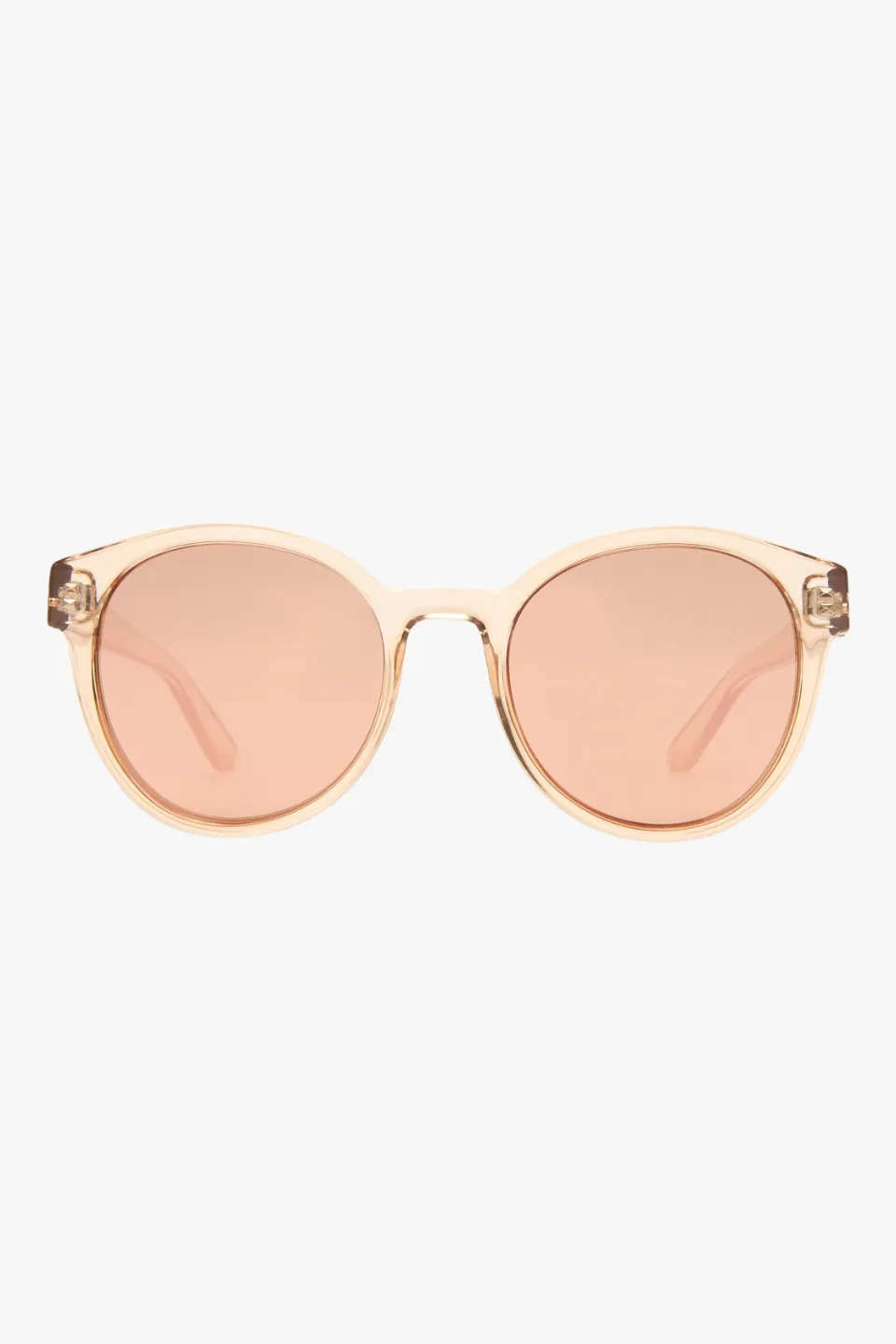 Paramount Round Clear Tan Brass Mirror Lens Sunglasses
