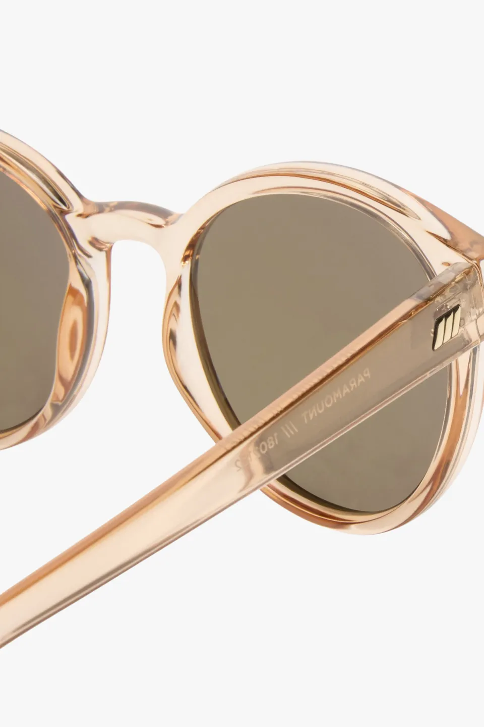 Paramount Round Clear Tan Brass Mirror Lens Sunglasses