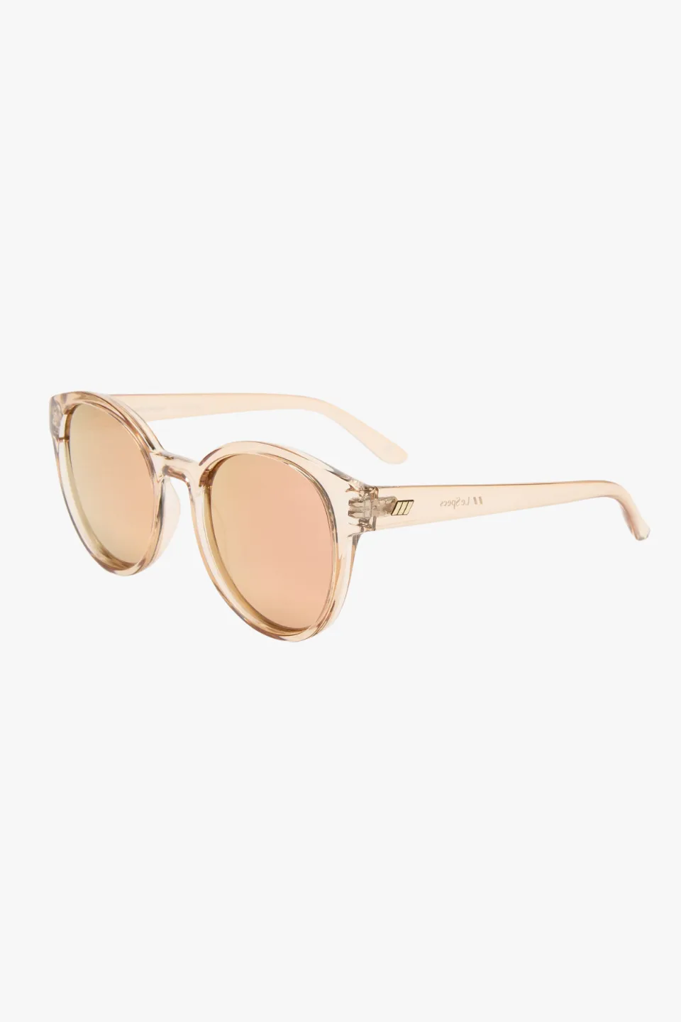 Paramount Round Clear Tan Brass Mirror Lens Sunglasses