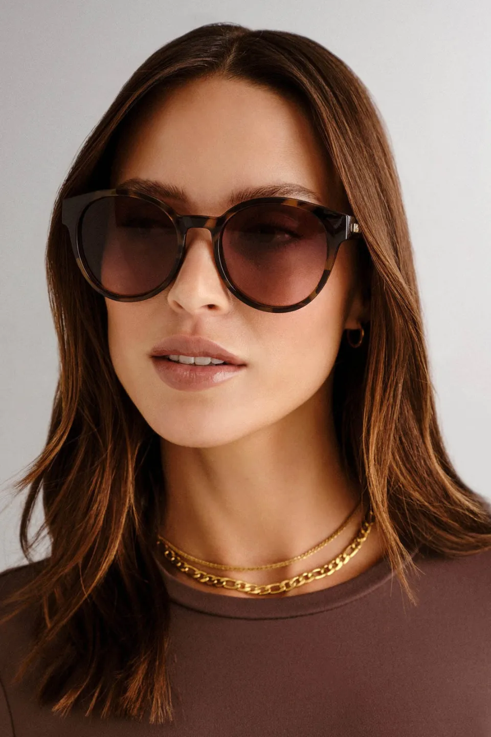 Paramount Round Milky Tort Brown Gradient Lens Sunglasses