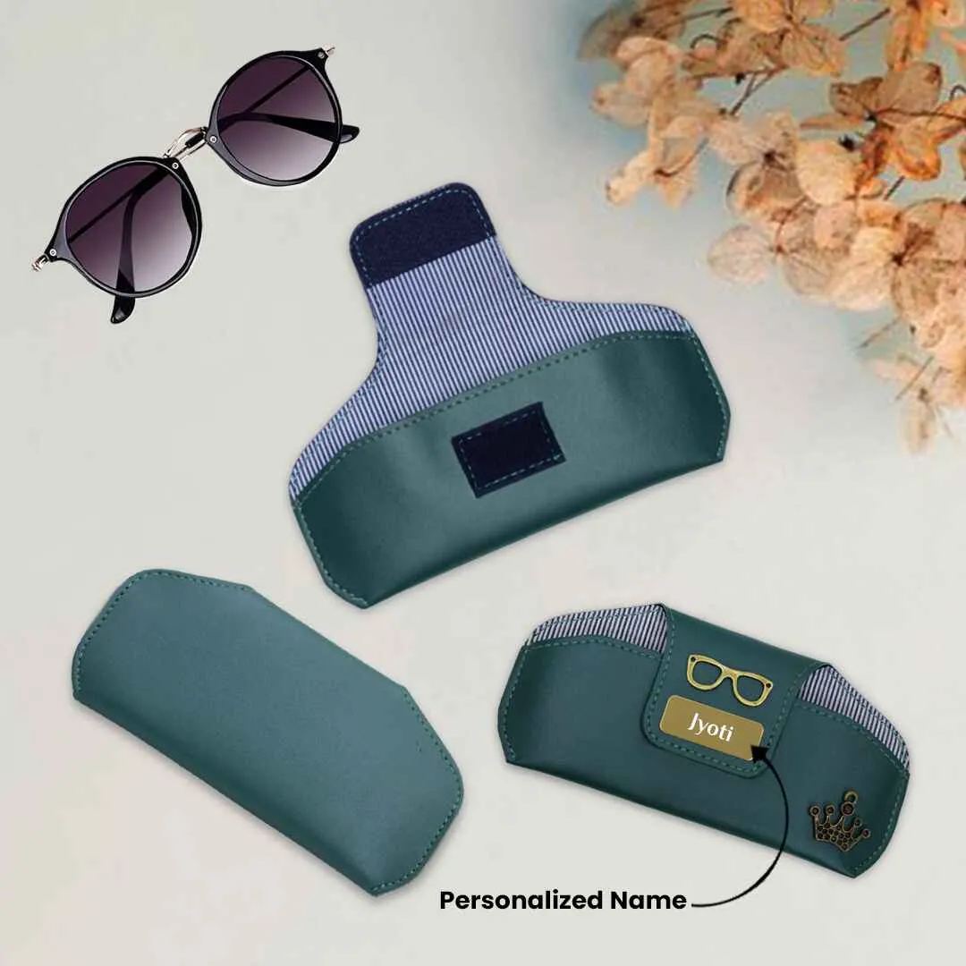 Personalized Green Travel Set: Sunglasses Case, Luggage Tag, Passport Cover & Keychain
