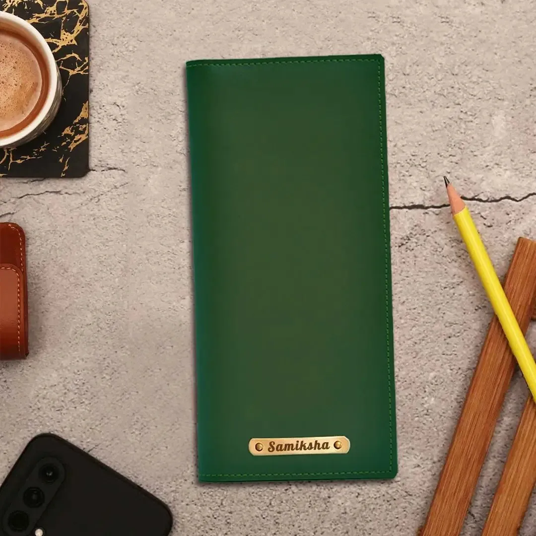 Personalized Green Travel Set: Sunglasses Case, Luggage Tag, Passport Cover & Keychain