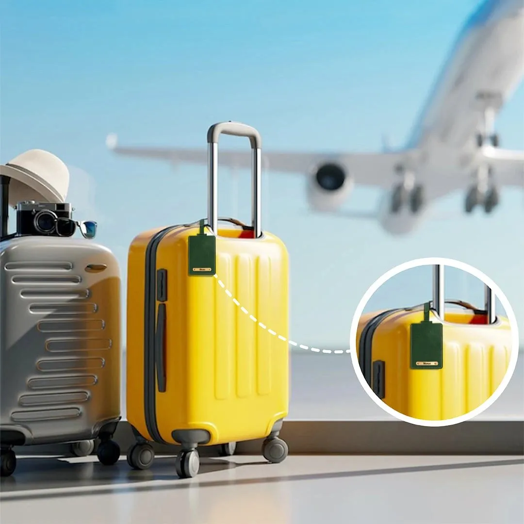Personalized Green Travel Set: Sunglasses Case, Luggage Tag, Passport Cover & Keychain