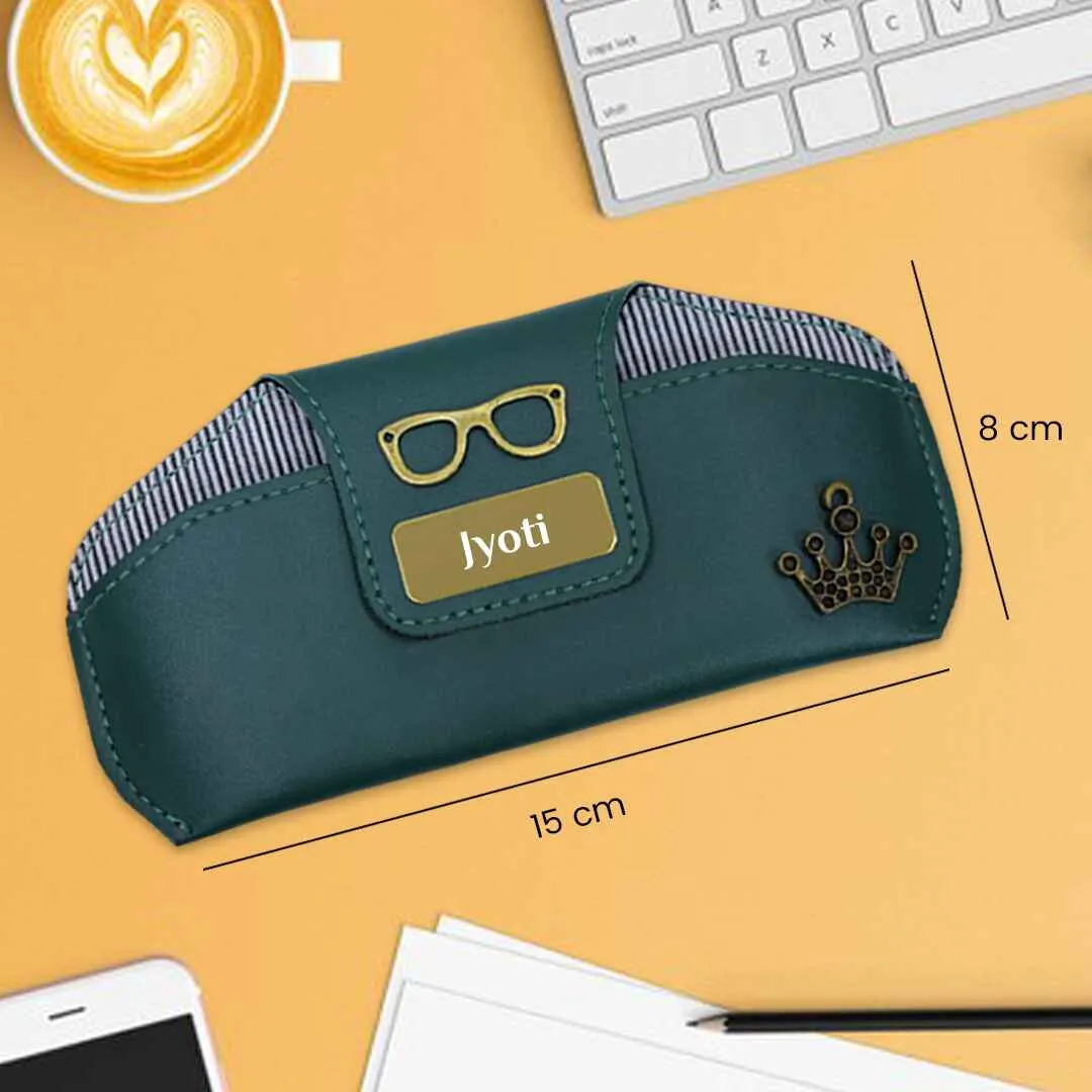 Personalized Green Travel Set: Sunglasses Case, Luggage Tag, Passport Cover & Keychain