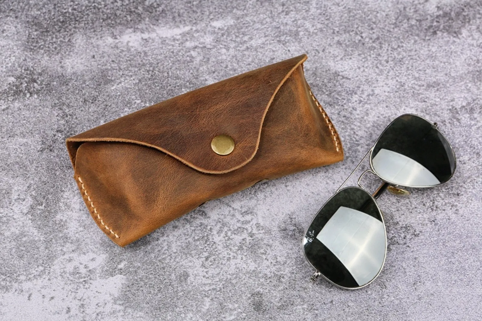 Personalized leather sunglasses eyeglasses case