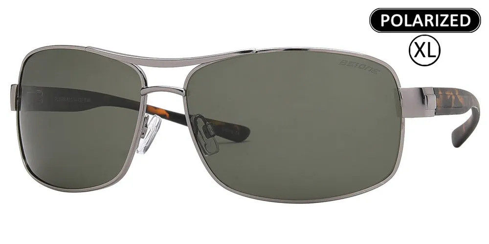 PL 3939 - Men's XL Oversized Rectangular Polarized Metal Sunglasses