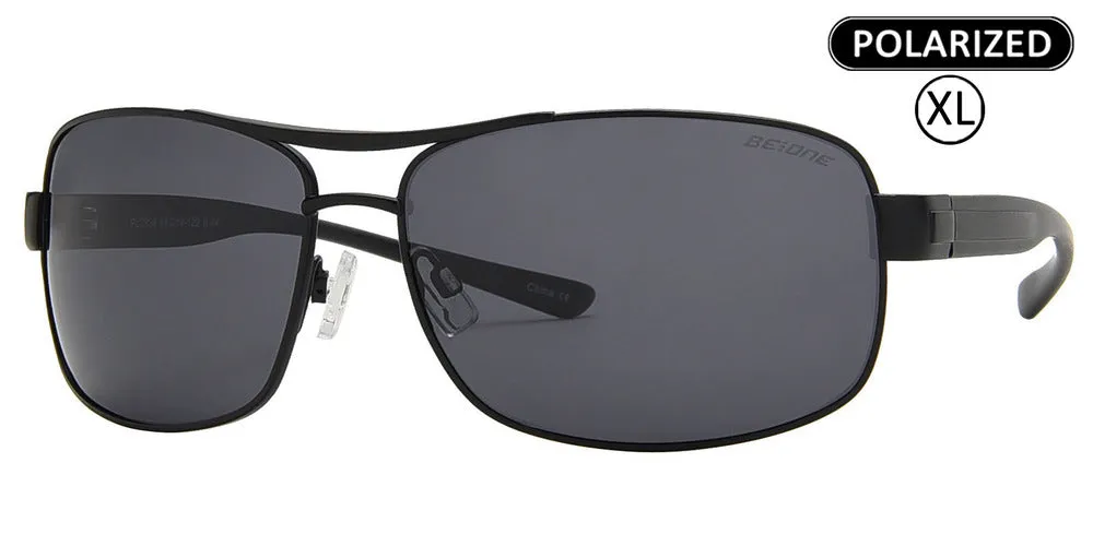 PL 3939 - Men's XL Oversized Rectangular Polarized Metal Sunglasses