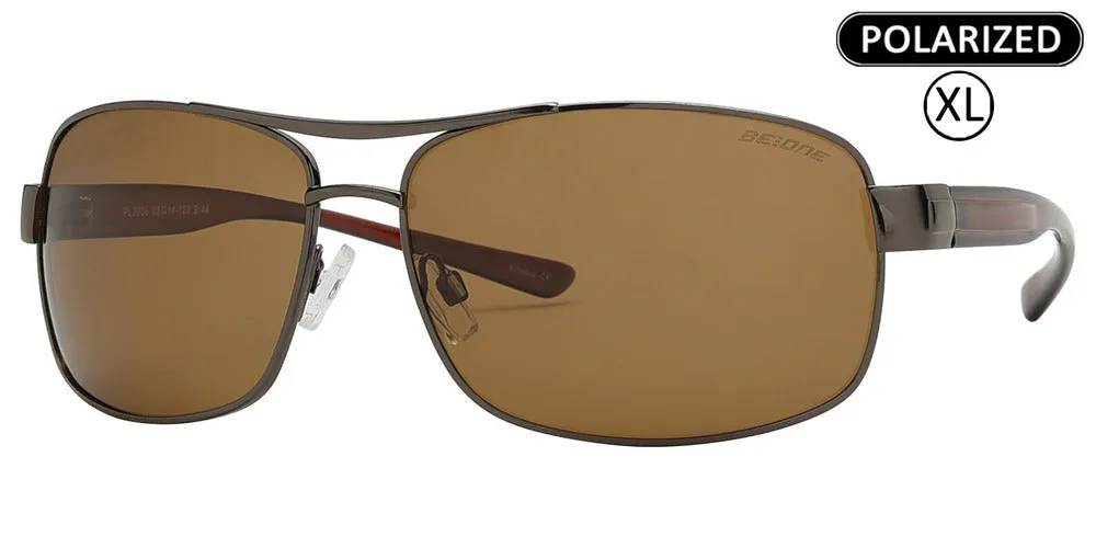 PL 3939 - Men's XL Oversized Rectangular Polarized Metal Sunglasses
