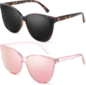 Polarized Cat Eye Sunglasses for Women, 2024 Oversized Large Big Trendy Fashion Vintage Cateye Shades