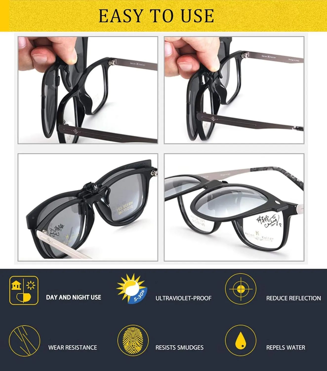 Polarized Clip On Sunglasses Over Prescription Glasses Anti-Glare UV Protection Fishing Driving Sunglasses