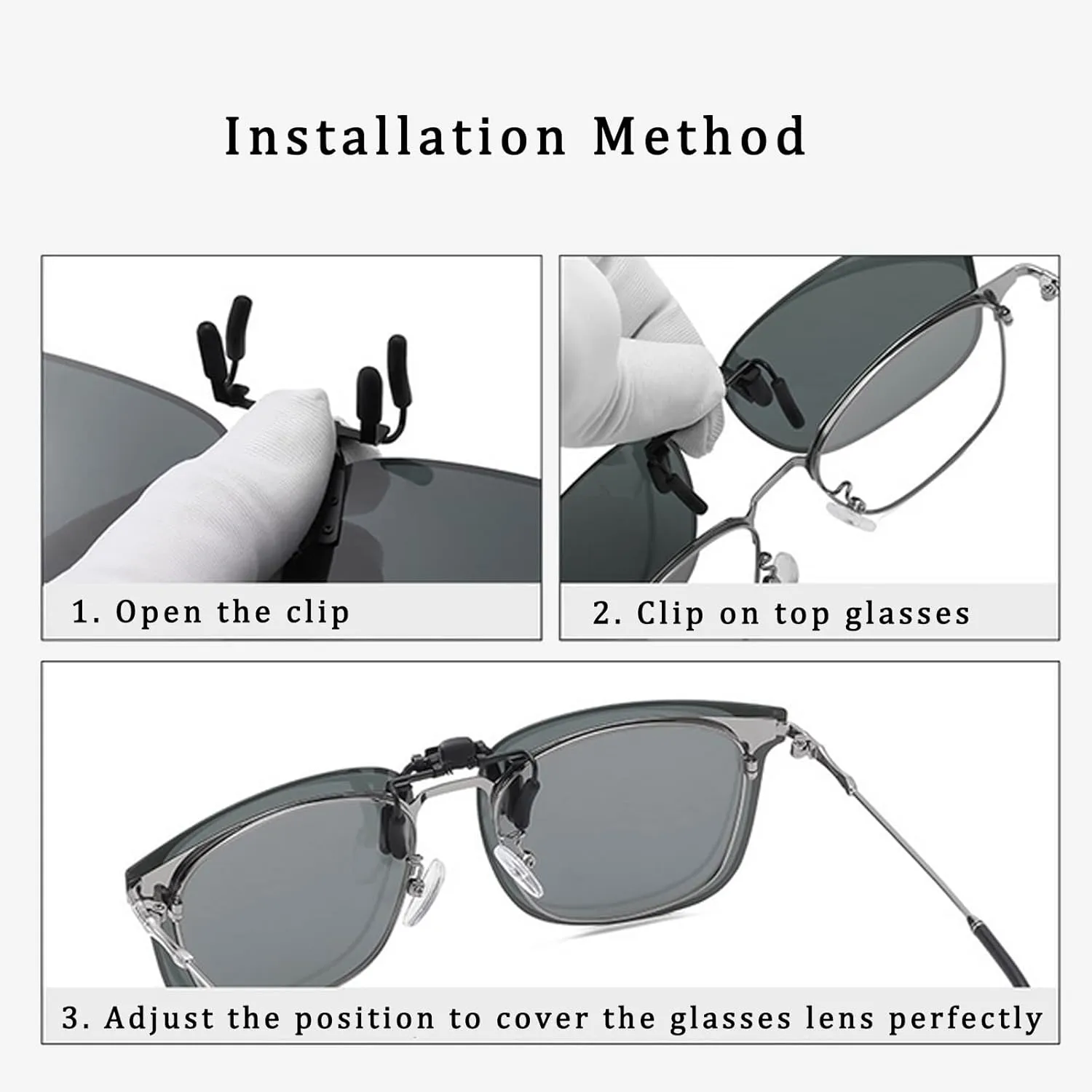 Polarized Clip on Sunglasses over Prescription Glasses Unisex UV400 Anti-glare Lenses