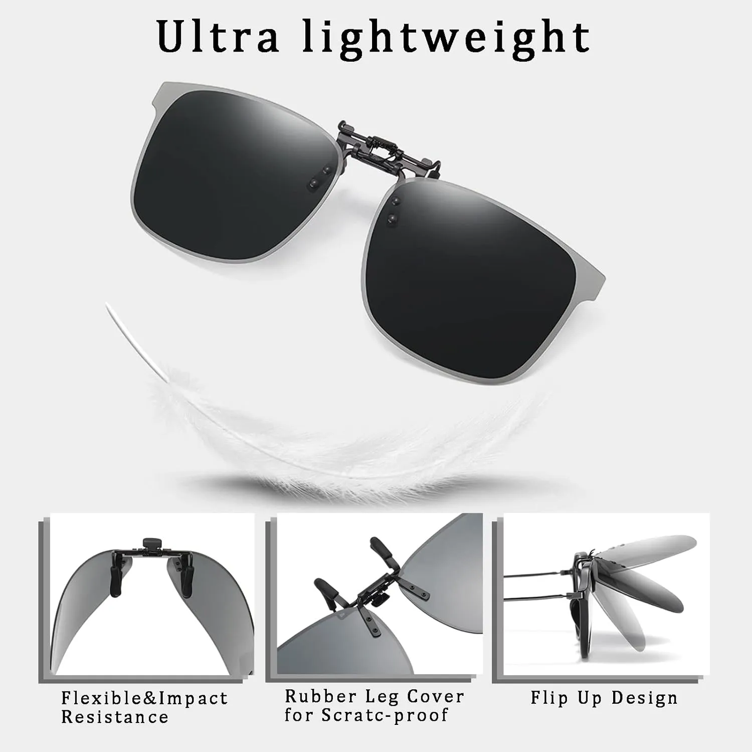Polarized Clip on Sunglasses over Prescription Glasses Unisex UV400 Anti-glare Lenses