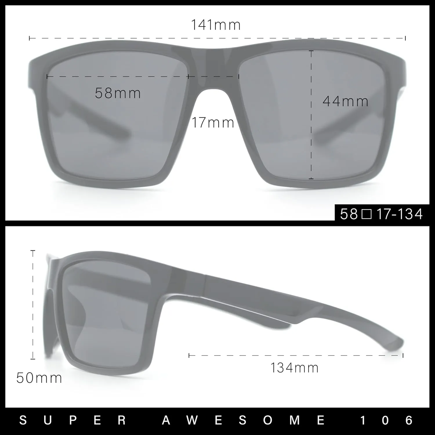 Polarized Color Mirror Mens Rectangle Sport Horn Rim Plastic Sunglasses