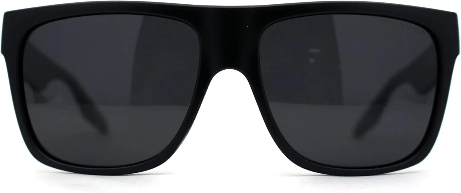 Polarized Mens Classic Sport Flat Top Horn Rim Large Sunglasses