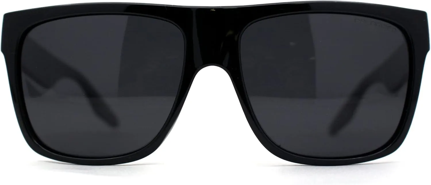 Polarized Mens Classic Sport Flat Top Horn Rim Large Sunglasses