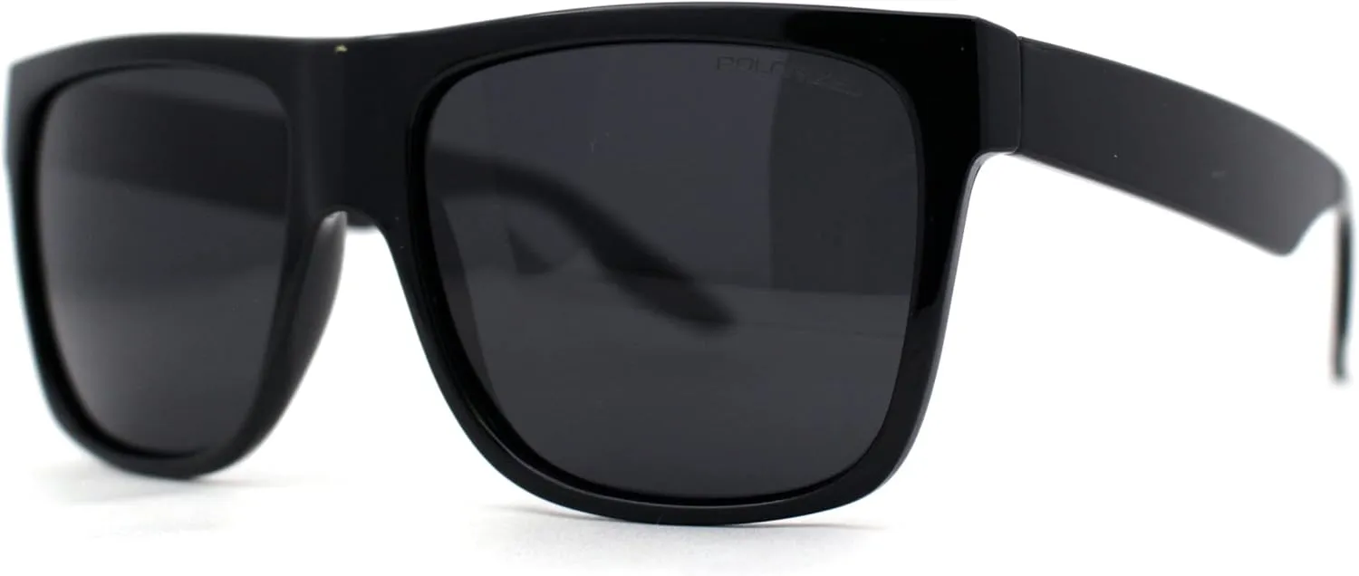 Polarized Mens Classic Sport Flat Top Horn Rim Large Sunglasses