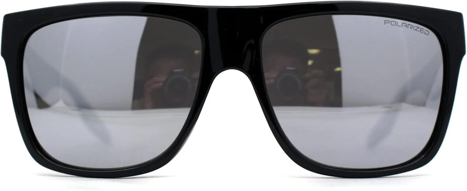 Polarized Mens Classic Sport Flat Top Horn Rim Large Sunglasses