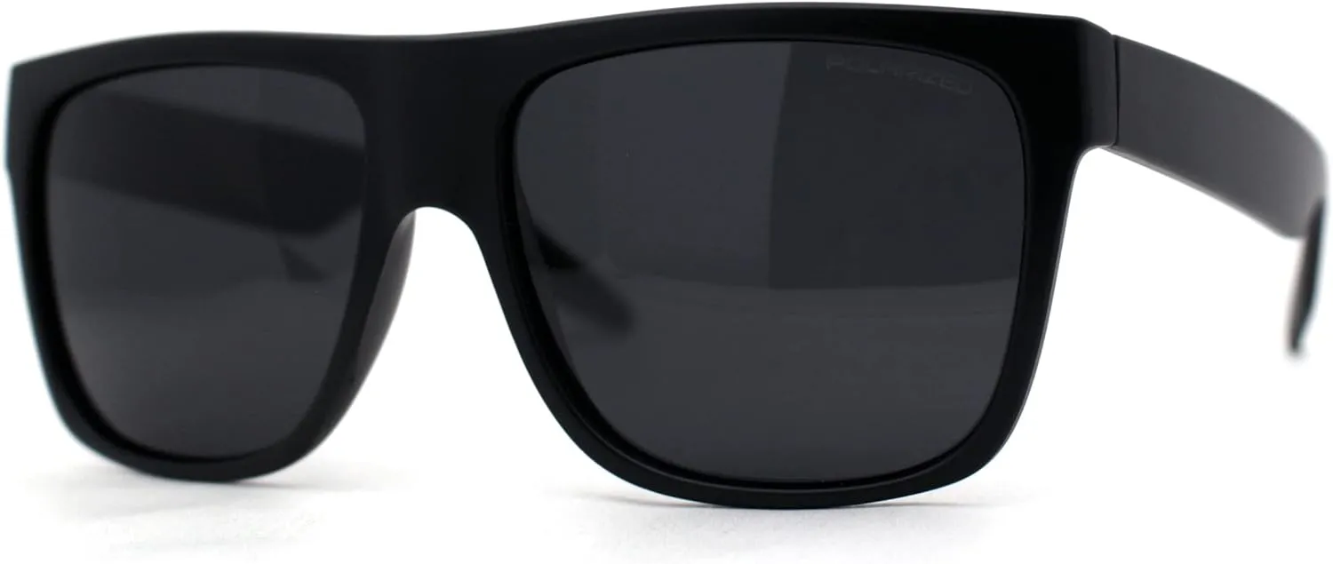 Polarized Mens Classic Sport Flat Top Horn Rim Large Sunglasses