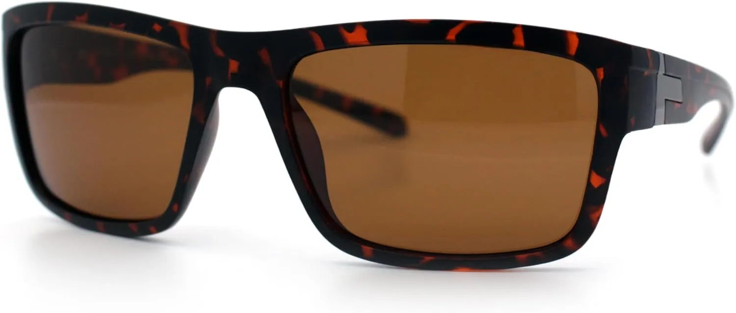 Polarized Mens Rectangle Plastic Sport Horn Rim Sunglasses