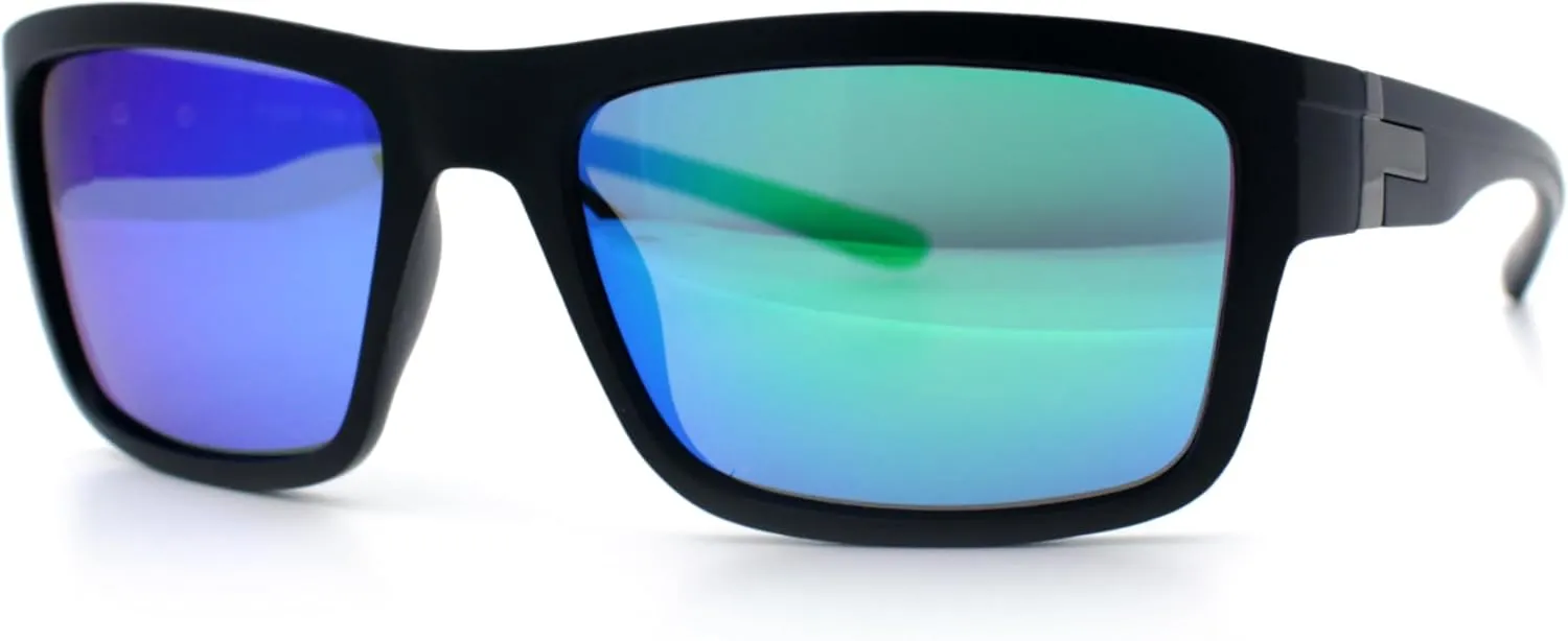 Polarized Mens Rectangle Plastic Sport Horn Rim Sunglasses