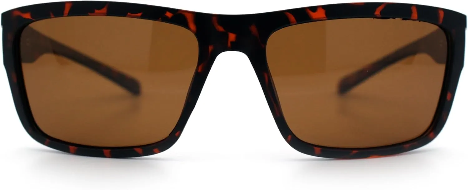 Polarized Mens Rectangle Plastic Sport Horn Rim Sunglasses