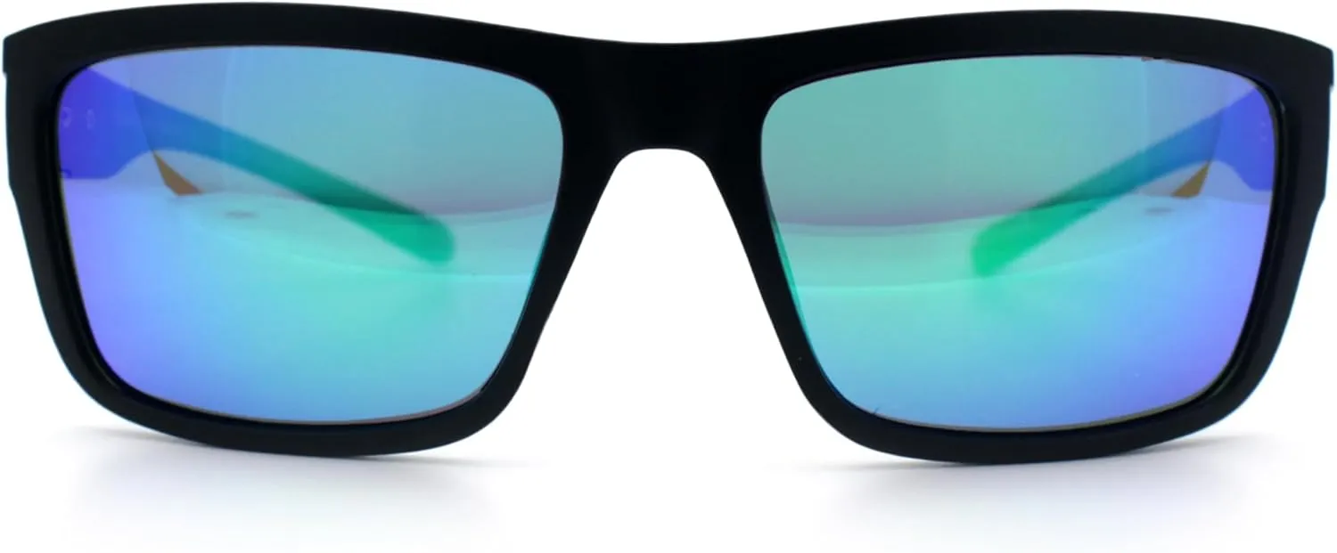 Polarized Mens Rectangle Plastic Sport Horn Rim Sunglasses