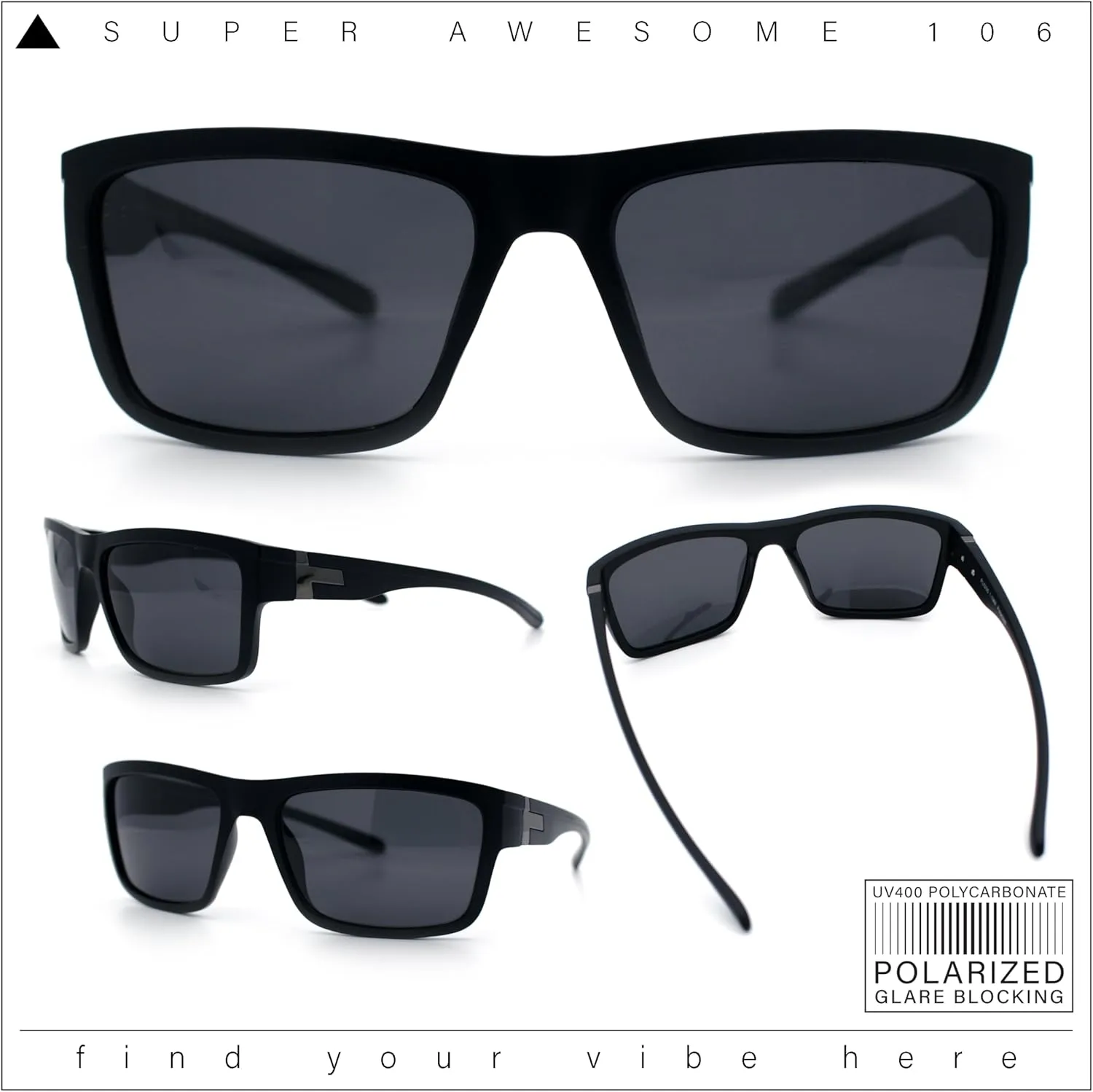 Polarized Mens Rectangle Plastic Sport Horn Rim Sunglasses
