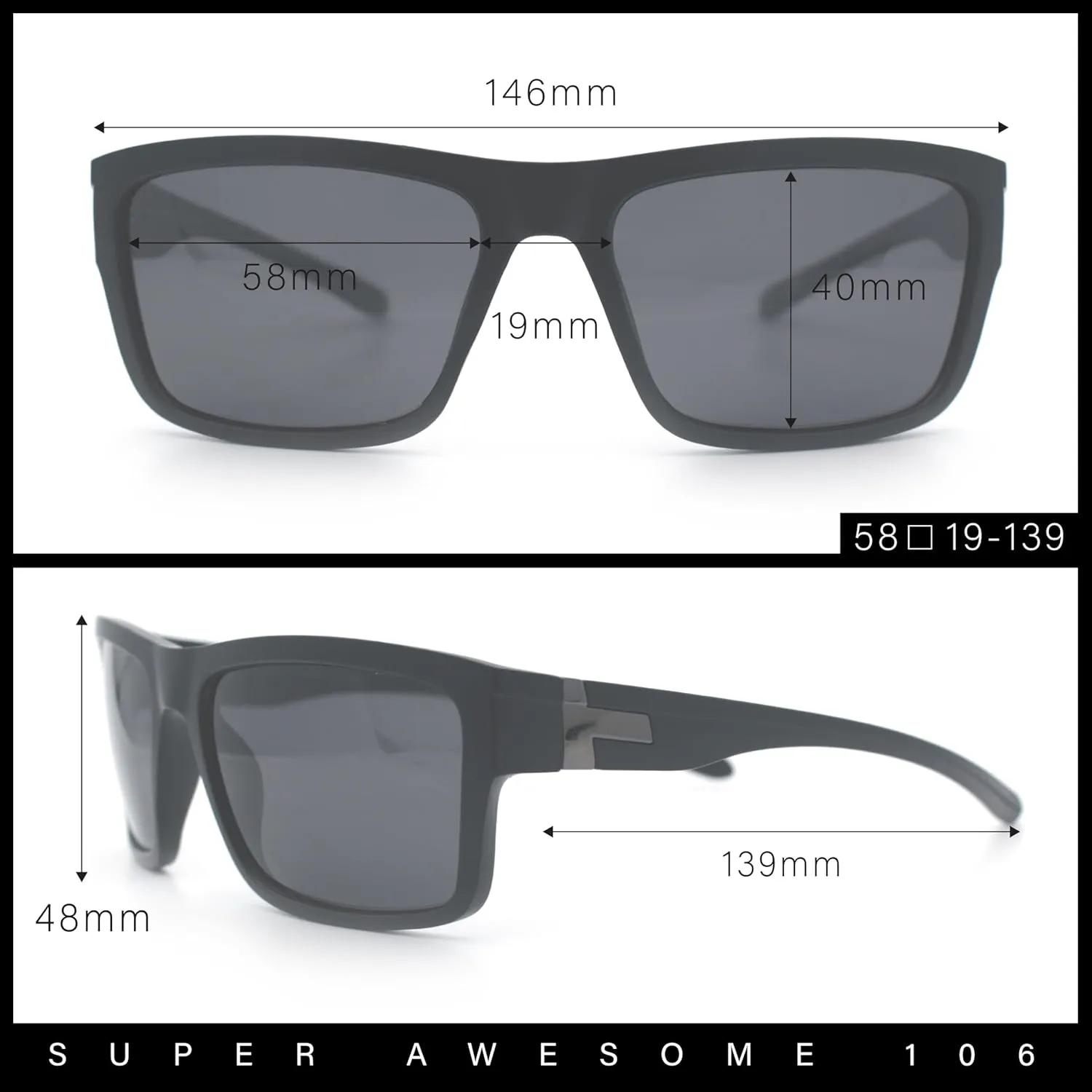 Polarized Mens Rectangle Plastic Sport Horn Rim Sunglasses
