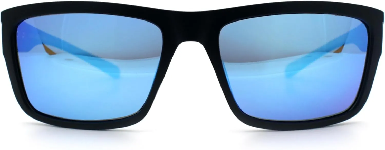 Polarized Mens Rectangle Plastic Sport Horn Rim Sunglasses