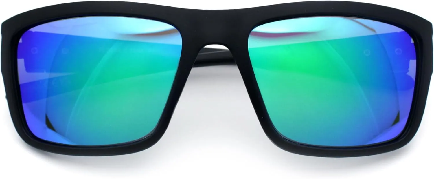 Polarized Mens Rectangle Plastic Sport Horn Rim Sunglasses