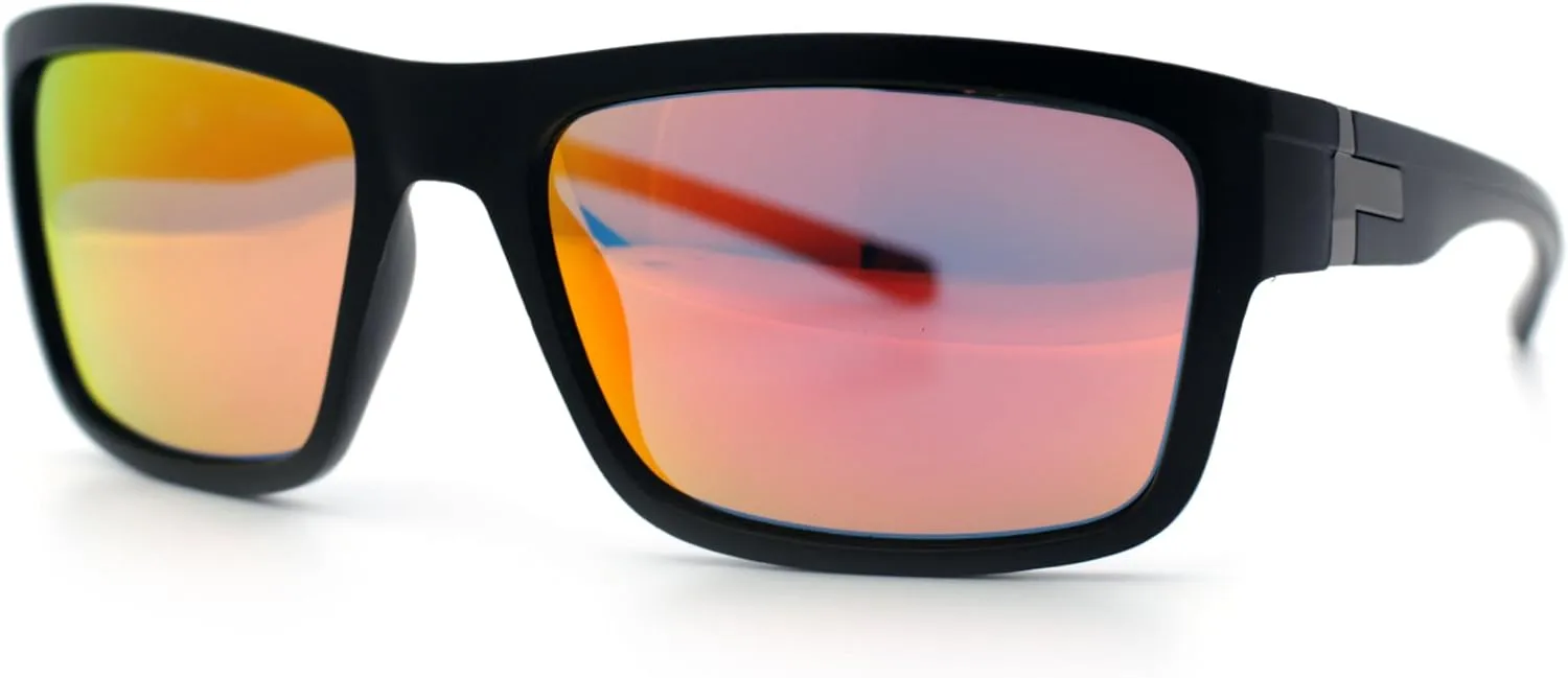 Polarized Mens Rectangle Plastic Sport Horn Rim Sunglasses