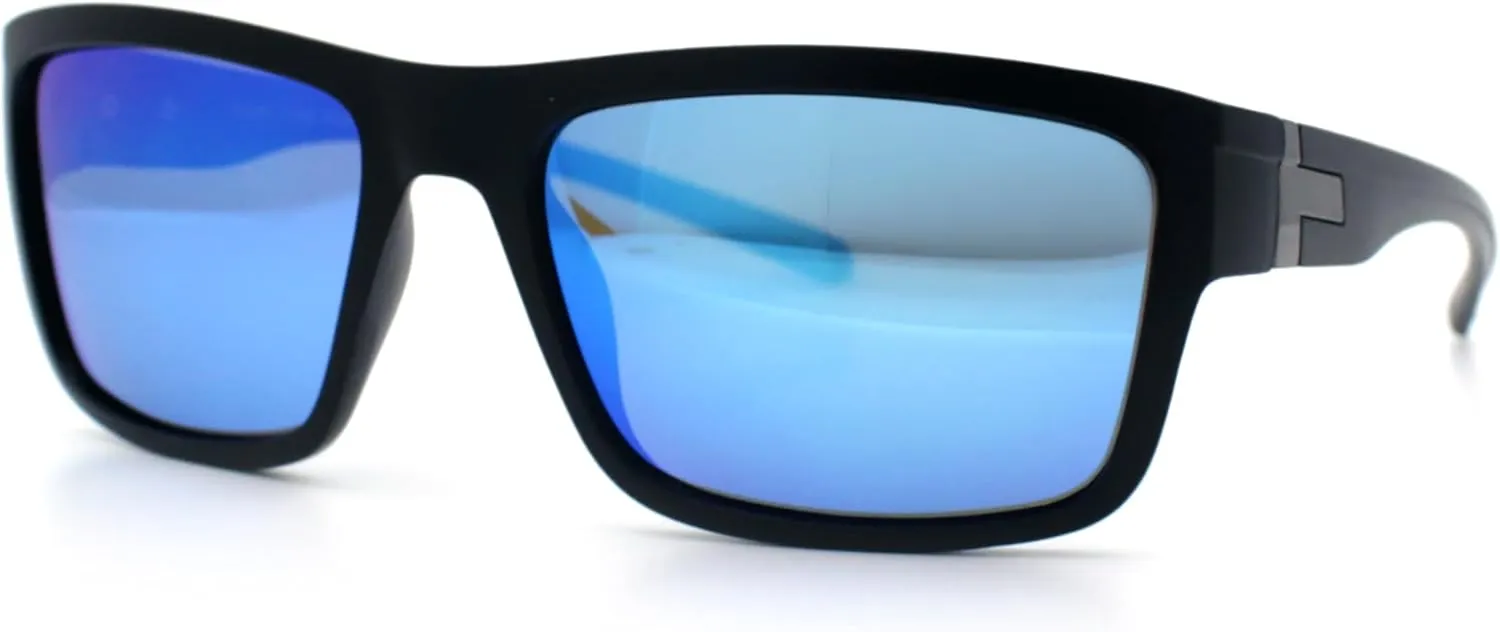 Polarized Mens Rectangle Plastic Sport Horn Rim Sunglasses